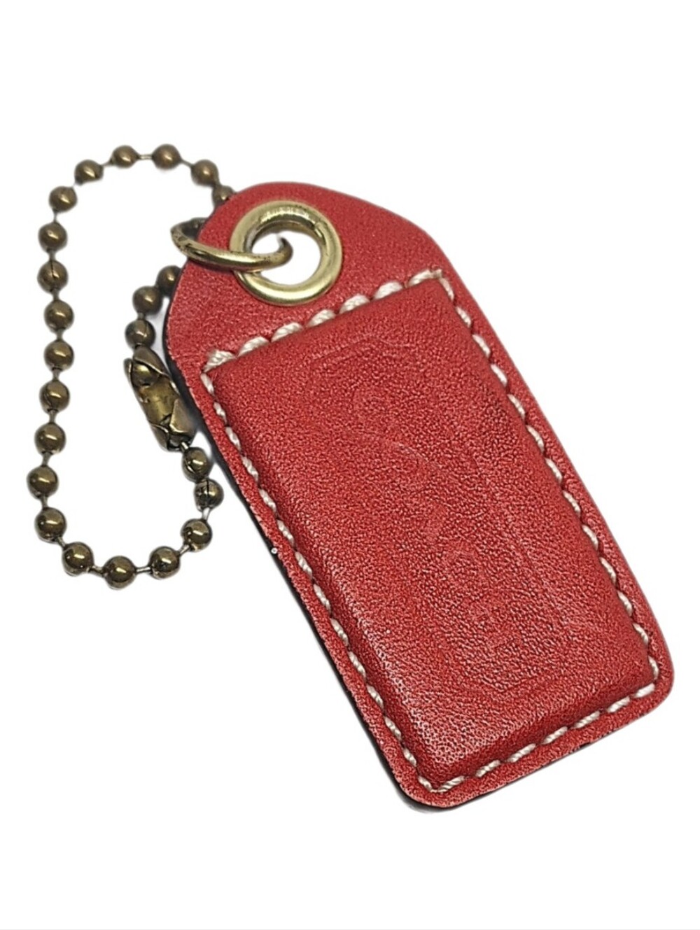 🆕 2.5" Coach Y2K Coral Red Leather Hangtag Bag Fob Purse Charm Keychain RARE
